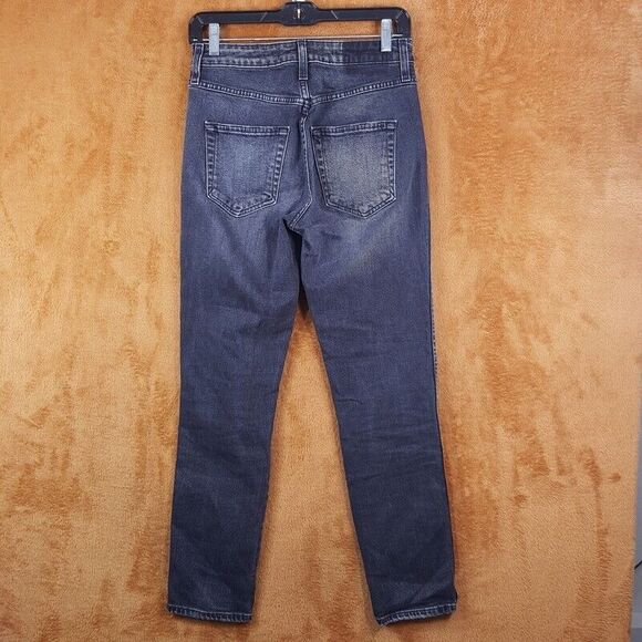 AMO Jeans Womens Size 26 Washed Black High Rise Stix Crop Straight Leg Denim - Picture 4 of 10